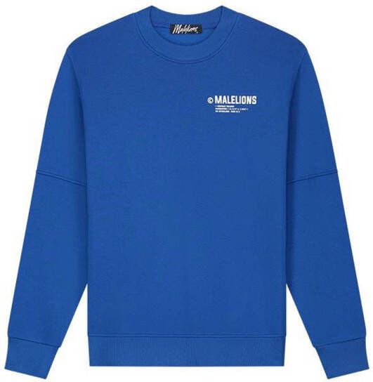 Malelions sweater met backprint cobalt white