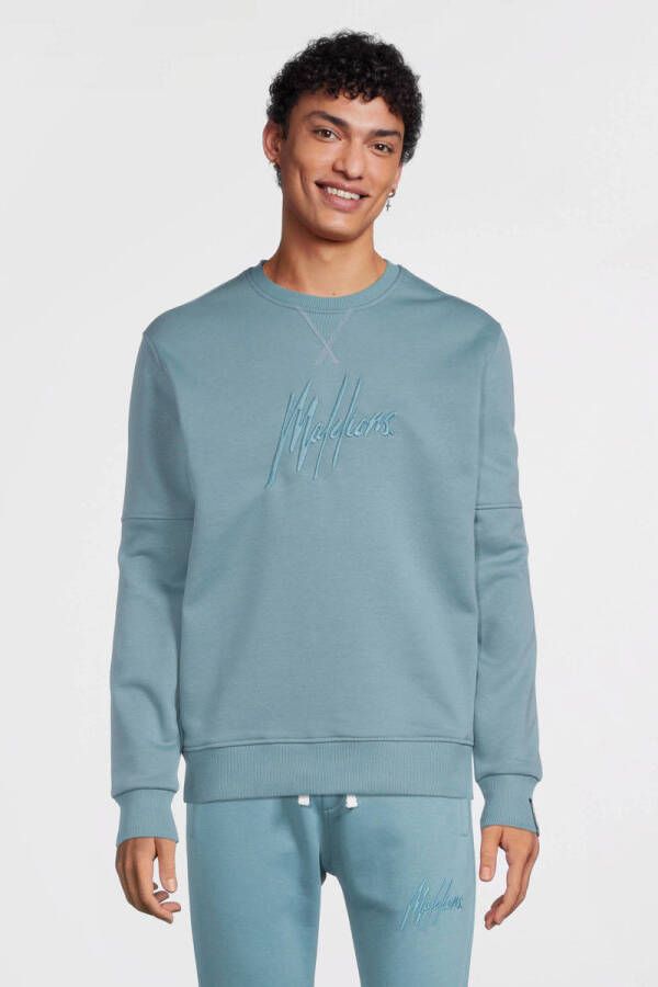 Malelions sweater met borduursels smoke blue