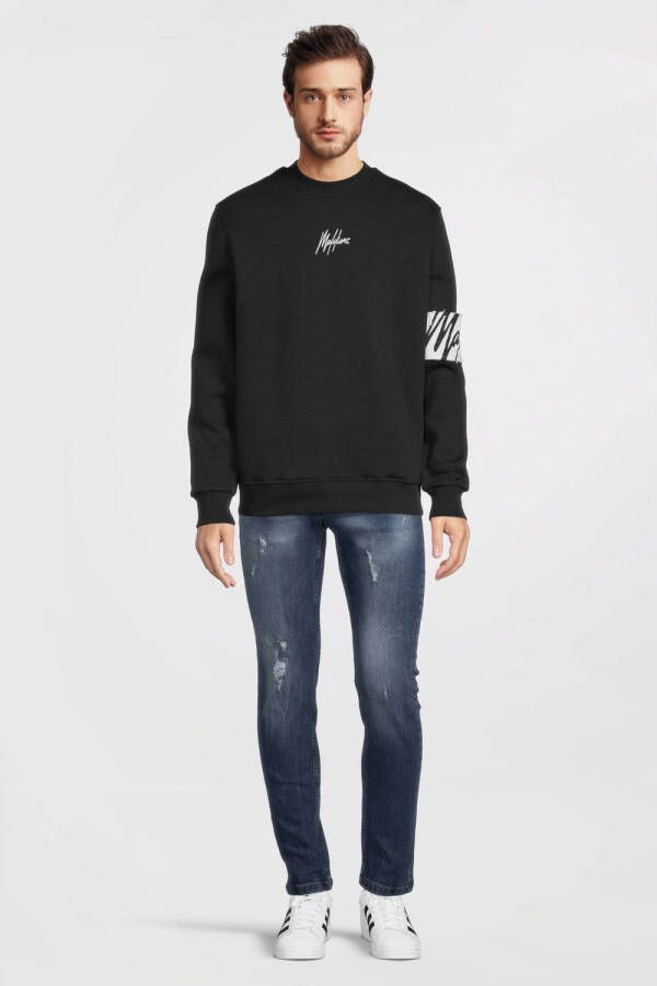 Malelions sweater met logo en patches zwart
