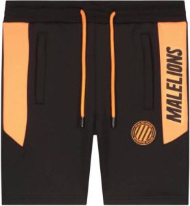 Malelions sweatshort met logo zwart neon oranje