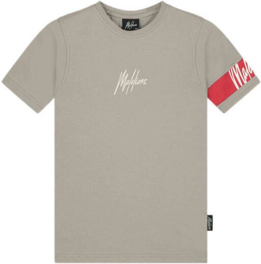 Malelions T-shirt met logo grijs rood