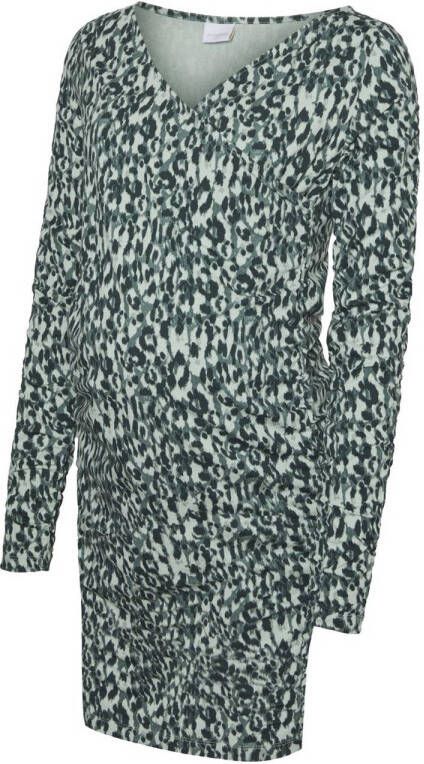 Mamalicious zwangerschaps- en voedingsjurk MLEBBA TESS met all over print groen lichtgroen Dames Stretchkatoen V-hals XL