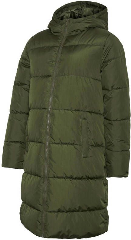 Mamalicious gewatteerde zwangerschapsjas jas MLURSA van gerecycled polyester olijfgroen Dames Gerecycled polyester (duurzaam) Capuchon XL