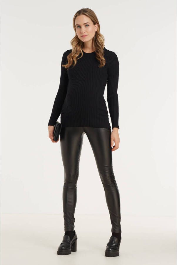 Mamalicious coated skinny zwangerschapstregging MLNEWSANTOS zwart Broek Dames Viscose 28-32