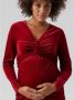 Mamalicious fluwelen zwangerschapsjurk MLSANDRA rood Dames Fluweel V-hals XL - Thumbnail 1