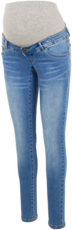 Mamalicious low waist slim fit zwangerschapsjeans MLONO light denim Blauw Dames Stretchdenim 33-32