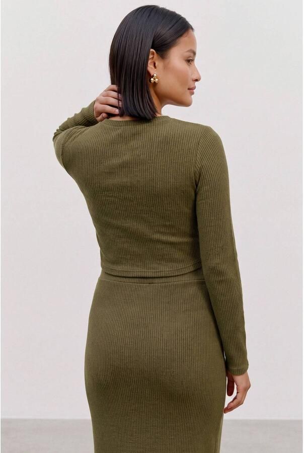 MAMALICIOUS aansluitende cropped gebreide zwangerschapstop groen Dames Polyester Ronde hals maat XL - Foto 2
