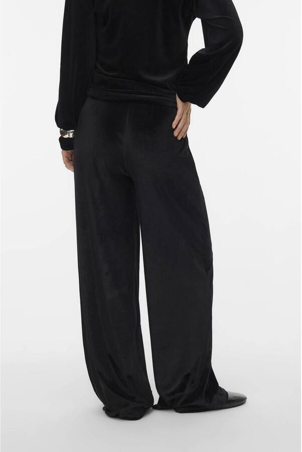 MAMALICIOUS fluwelen wide leg high waist zwangerschaps broek zwart