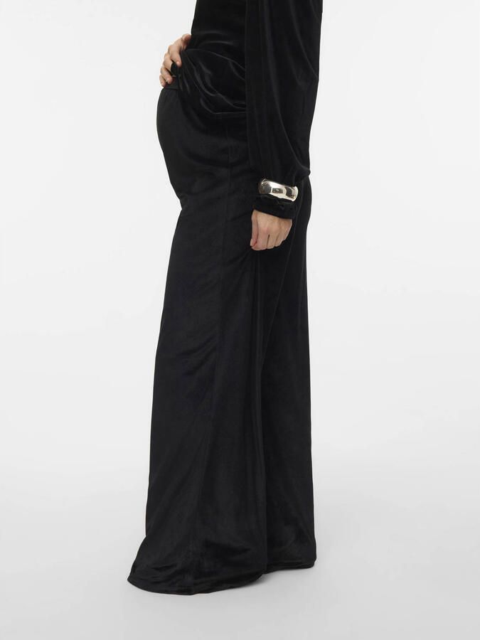 MAMALICIOUS fluwelen wide leg high waist zwangerschaps broek zwart - Foto 2