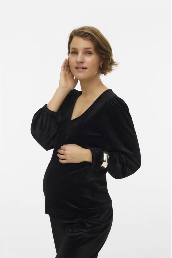 MAMALICIOUS fluwelen zwangerschaps top zwart