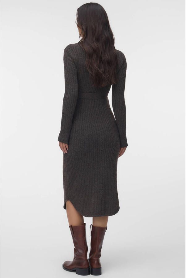 MAMALICIOUS gebreide zwangerschaps midi jurk grijsbruin Dames Polyester Ronde hals maat XL - Foto 2