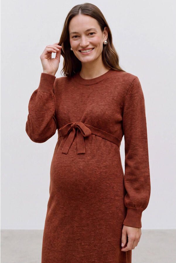 MAMALICIOUS gebreide zwangerschaps midi jurk koper Dames Acryl Ronde hals maat XL