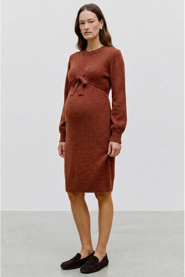 MAMALICIOUS gebreide zwangerschaps midi jurk koper Dames Acryl Ronde hals maat XL - Foto 3