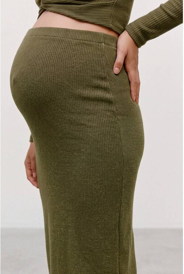 MAMALICIOUS gebreide zwangerschaps midi rok groen Dames Polyester Effen maat XL - Foto 2