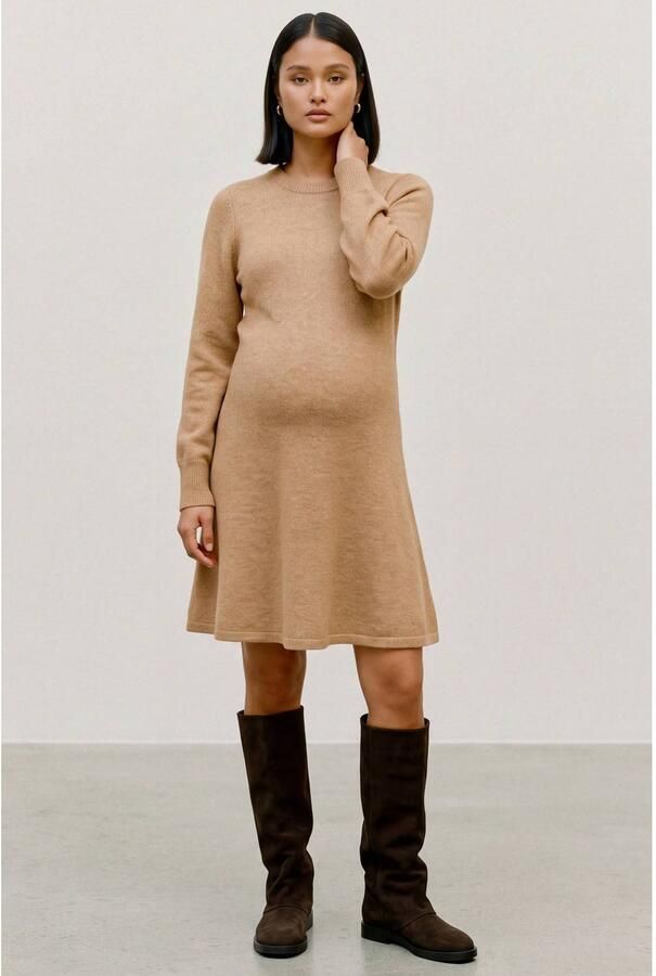 MAMALICIOUS gebreide zwangerschapsjurk beige Dames Polyester Ronde hals maat XL - Foto 2