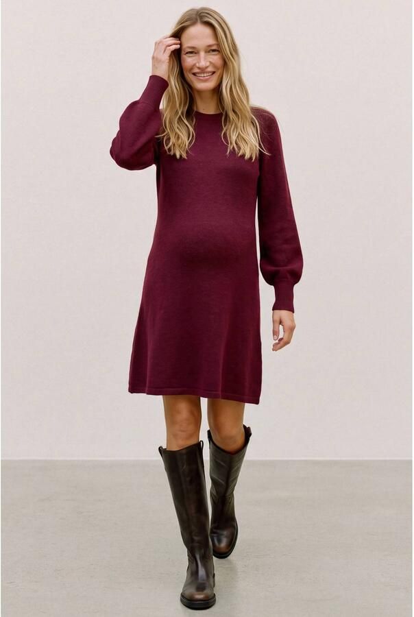 MAMALICIOUS gebreide zwangerschapsjurk donkerrood Dames Polyester Ronde hals maat XL - Foto 2
