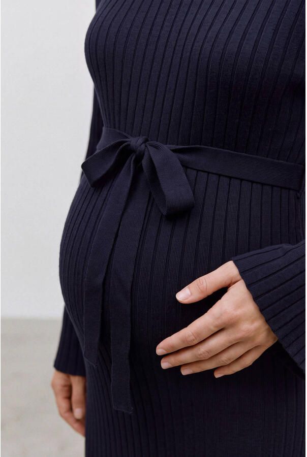 MAMALICIOUS gebreide zwangerschapsjurk marineblauw Dames Viscose Boothals maat XL - Foto 3