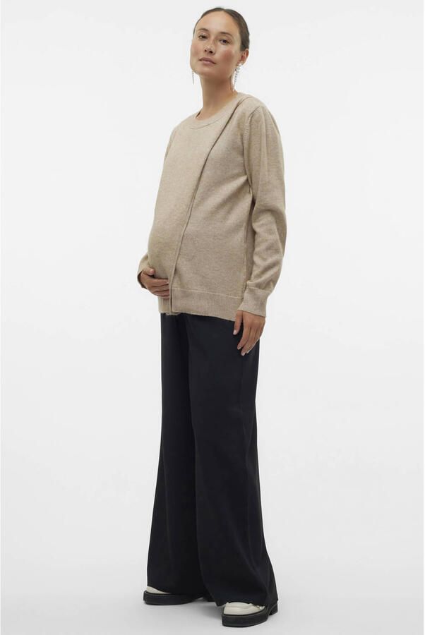 MAMALICIOUS gebreide zwangerschapstrui beige Dames Acryl Ronde hals Effen maat XXL - Foto 2