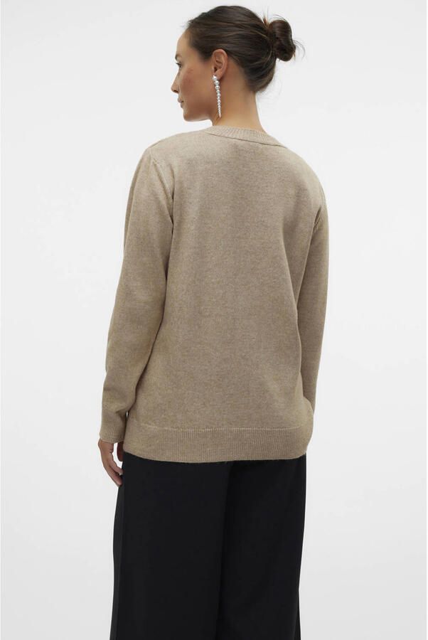 MAMALICIOUS gebreide zwangerschapstrui beige Dames Acryl Ronde hals Effen maat XXL - Foto 3
