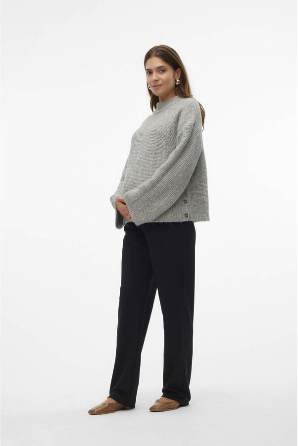 Mamalicious gebreide trui grijs Dames Polyester Ronde hals Effen XXL