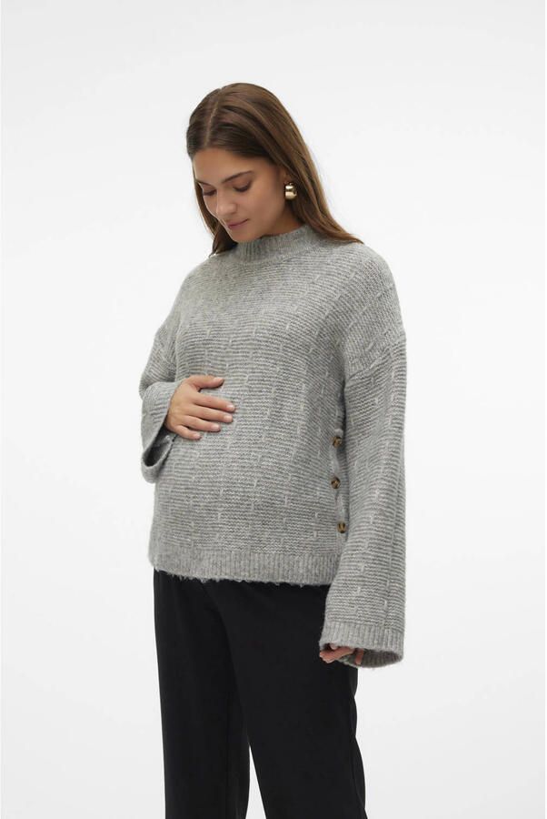 Mamalicious gebreide trui grijs Dames Polyester Ronde hals Effen XXL - Foto 2