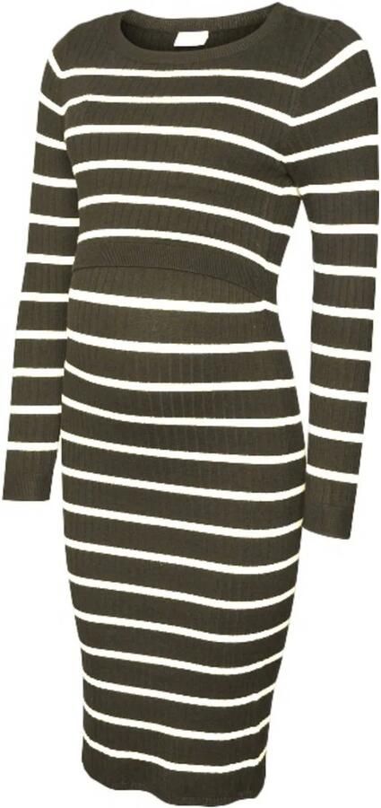 MAMALICIOUS gestreepte zwangerschaps- en voedings midi jurk zwart wit
