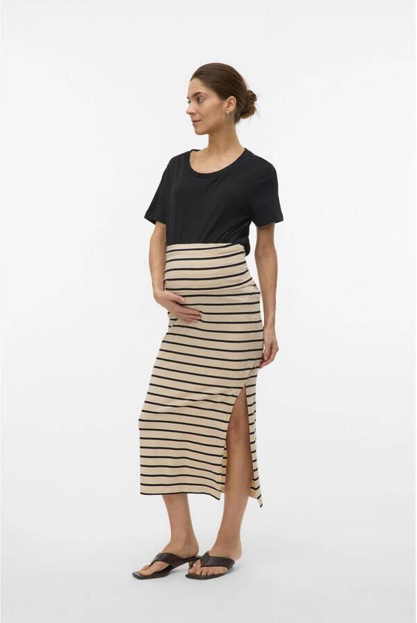 Mamalicious gestreepte zwangerschapsrok MLEVAYD wit zwart Dames Katoen XL - Foto 2