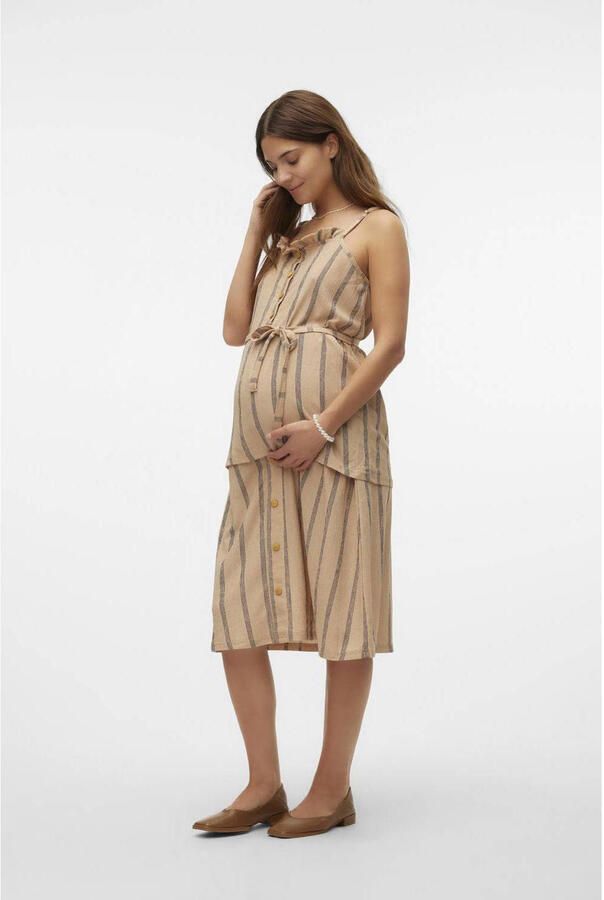 Mamalicious gestreepte zwangerschapstop beige Dames Polyester Vierkante hals XL - Foto 2