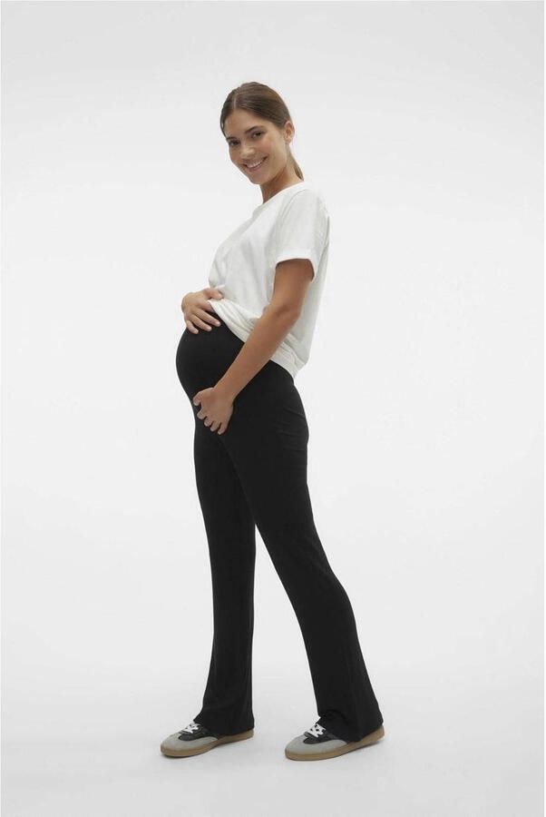 Mamalicious high waist flared zwangerschapslegging MLBRYNJA zwart Broek Dames Modal XL