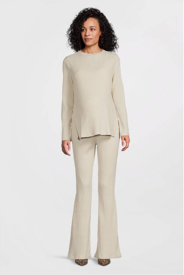 MAMALICIOUS high waist zwangerschaps flared broek ecru - Foto 2