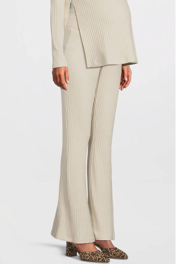 MAMALICIOUS high waist zwangerschaps flared broek ecru - Foto 3