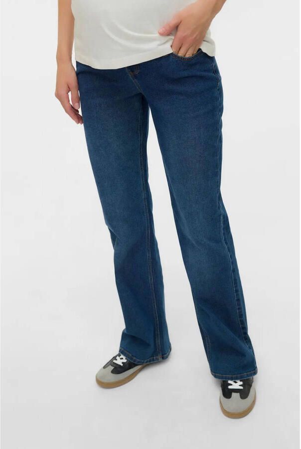 MAMALICIOUS high waist zwangerschapskleding flared jeans dark blue denim