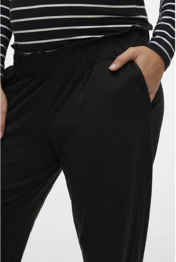 Mamalicious loose fit broek MLIVY zwart Dames Katoen Effen XL