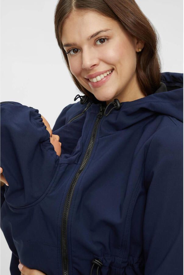 Mamalicious loose fit draagjas MLSHELLA donkerblauw Dames Polyester Capuchon 42 (XL)