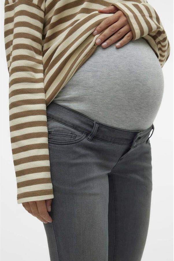 Mamalicious low waist slim fit zwangerschapsjeans MLLOLA grijs Dames Denim 31-34