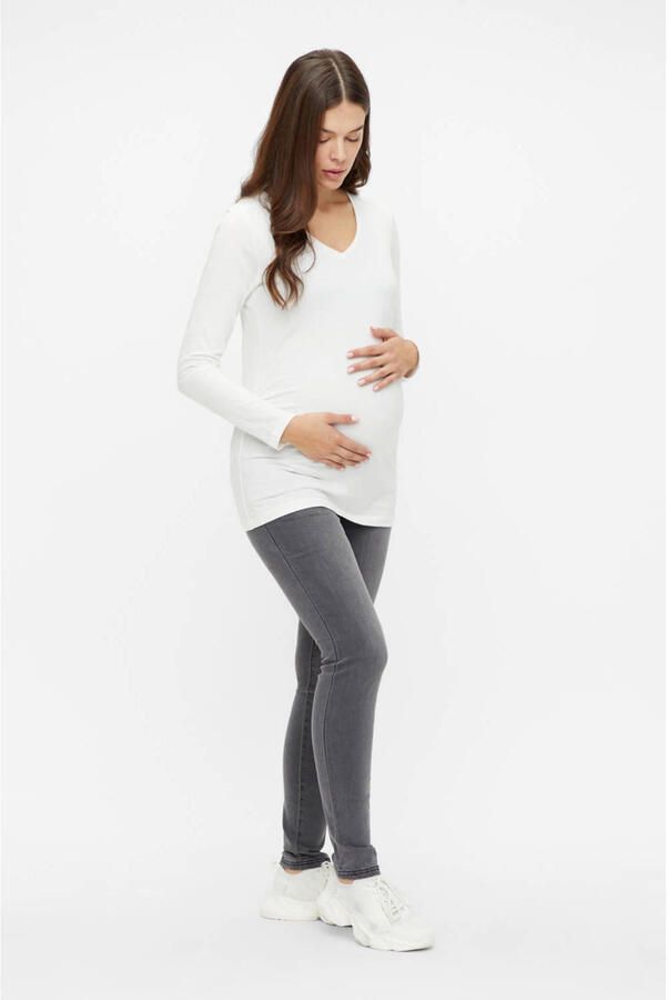 Mamalicious low waist slim fit zwangerschapsjeans MLLOLA grijs Dames Denim 27-32 - Foto 4
