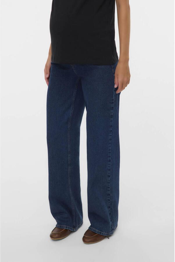 MAMALICIOUS low waist zwangerschaps wide leg jeans dark blue denim
