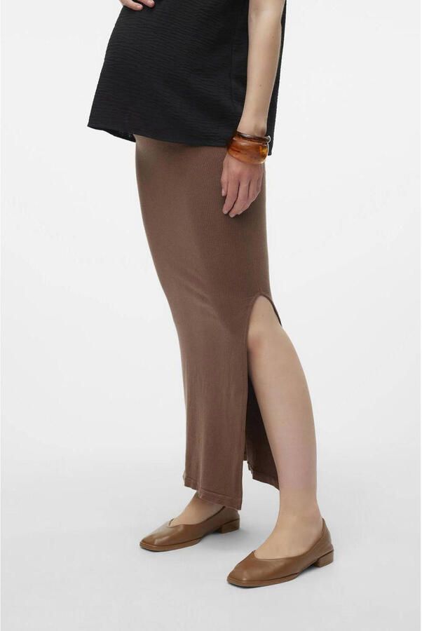 Mamalicious maxi rok bruin Dames Modal Effen L XL - Foto 2