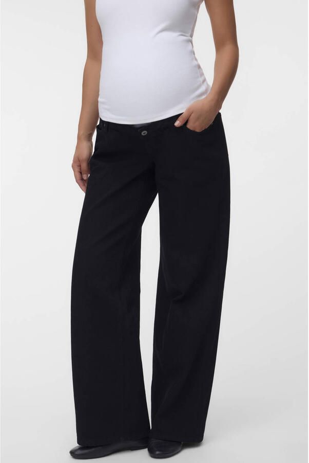 MAMALICIOUS MLMALAGA zwangerschaps wide leg jeans zwart
