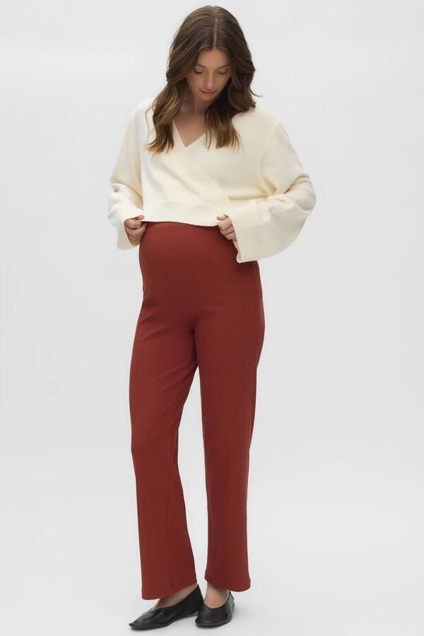 MAMALICIOUS rechtvallende gebreide zwangerschapstrui ecru Dames Polyester V-hals maat XL - Foto 3