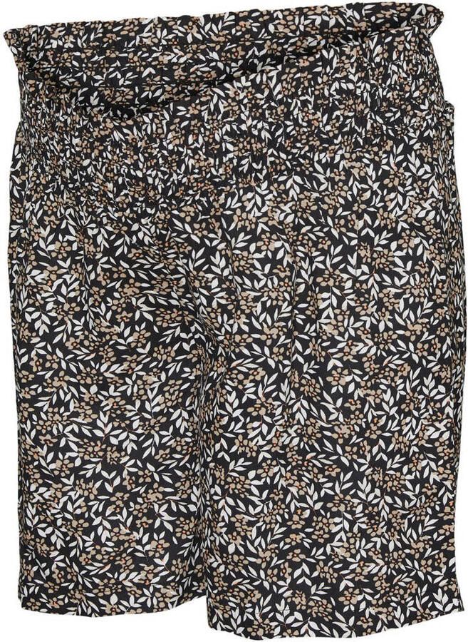 Mamalicious regular fit short MLNEWKENA met all over print zwart beige wit Korte broek Dames Viscose XL
