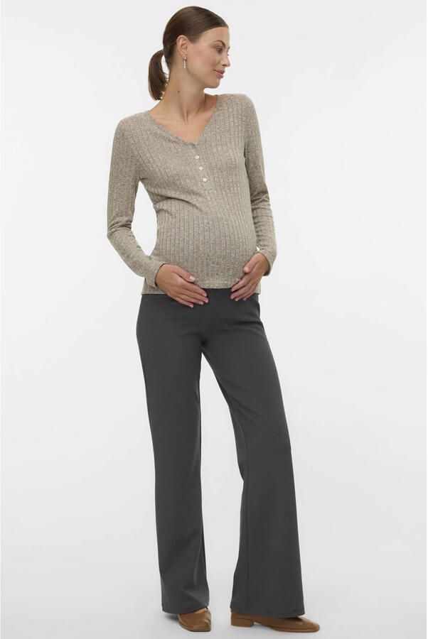 MAMALICIOUS regular high waist zwangerschaps casual broek antraciet - Foto 3