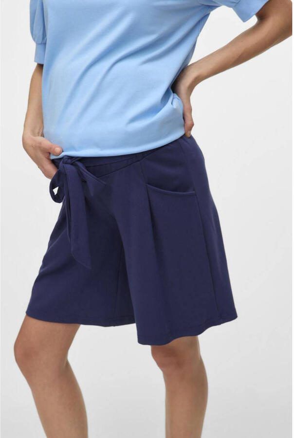 MAMALICIOUS regular waist zwangerschaps casual short donkerblauw - Foto 1