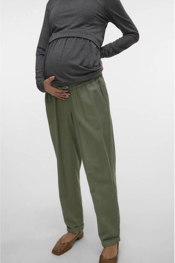 MAMALICIOUS regular waist zwangerschaps casual broek groen