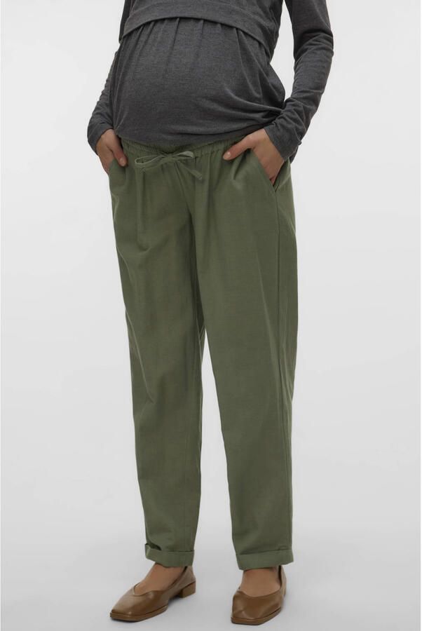 MAMALICIOUS regular waist zwangerschaps casual broek groen - Foto 2