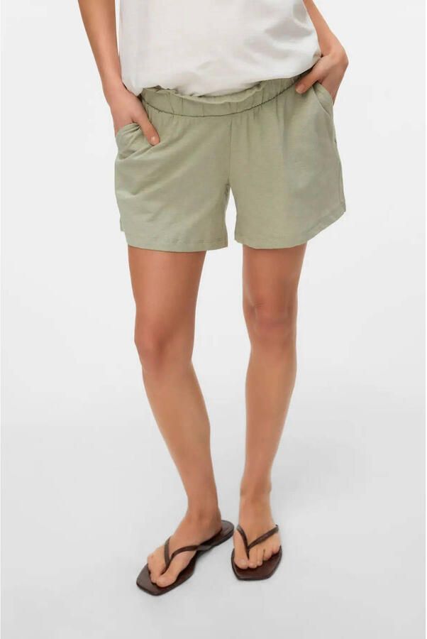 MAMALICIOUS regular waist zwangerschaps sweatshort grijsgroen - Foto 2