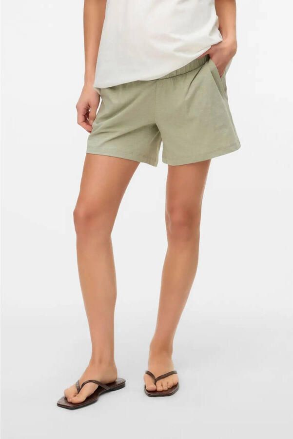 MAMALICIOUS regular waist zwangerschaps sweatshort grijsgroen