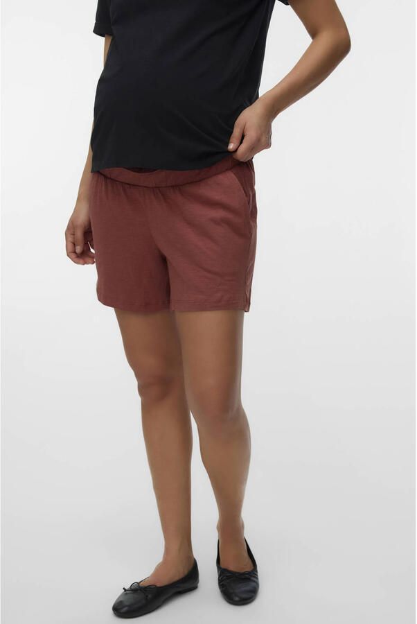 MAMALICIOUS regular waist zwangerschaps sweatshort roodbruin