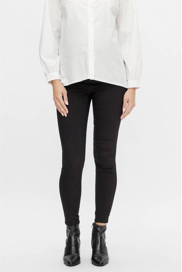 MAMALICIOUS skinny zwangerschapsjeans MLLUCY zwart Dames Viscose Effen maat XL - Foto 2