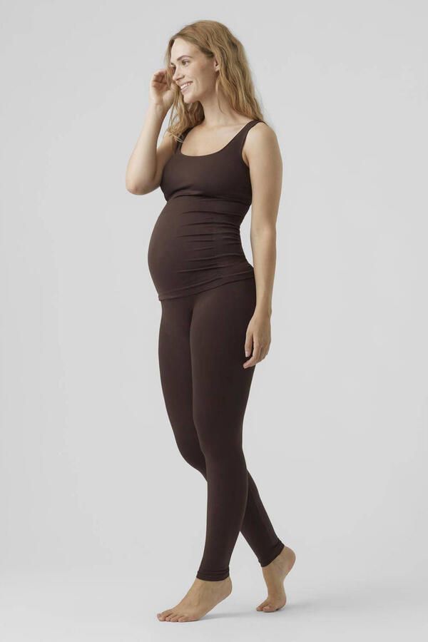 Mamalicious skinny zwangerschapslegging MLTIA Broek Bruin Dames Polyamide L XL